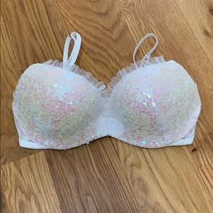 White Sequin Victoria Secret Bra